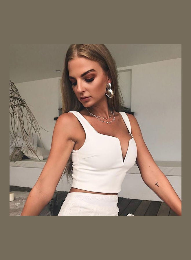 V Neck Straps Vest White - Image 3