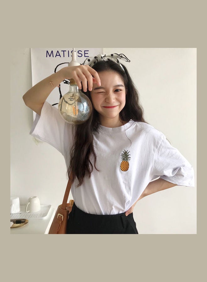 Casual Printing T-shirt White  - Image 1