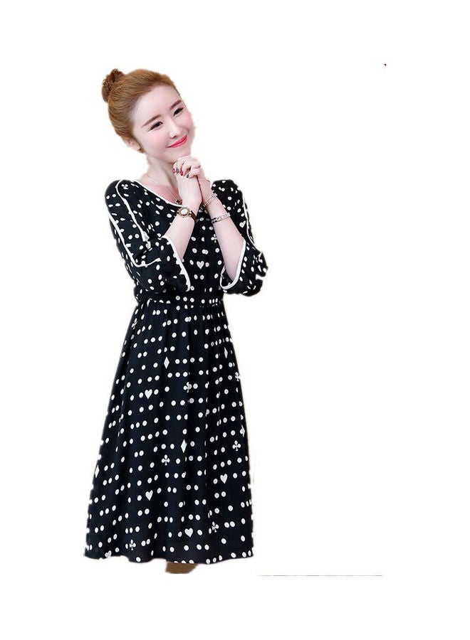 Polka Dot Printed Dress Black/White - Image 1