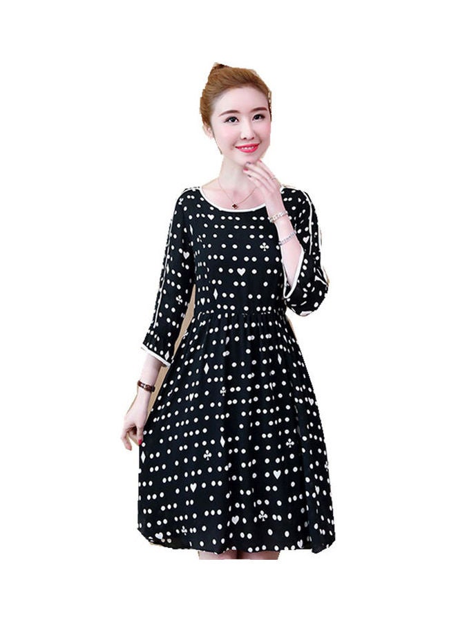 Polka Dot Printed Dress Black/White - Image 2