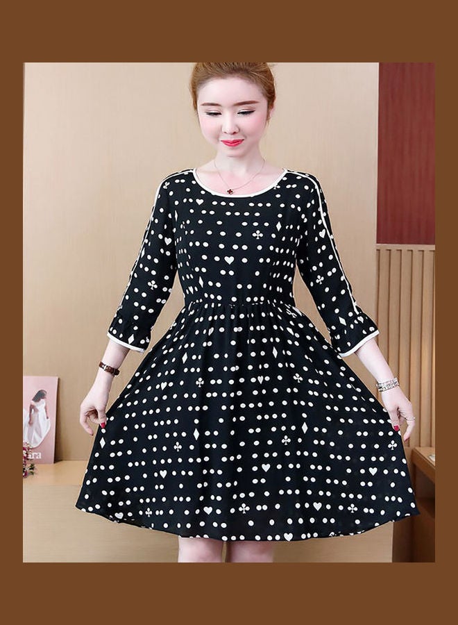 Polka Dot Printed Dress Black/White - Image 3