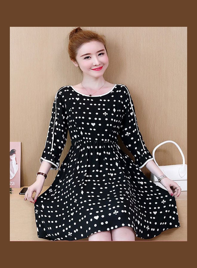 Polka Dot Printed Dress Black/White - Image 5