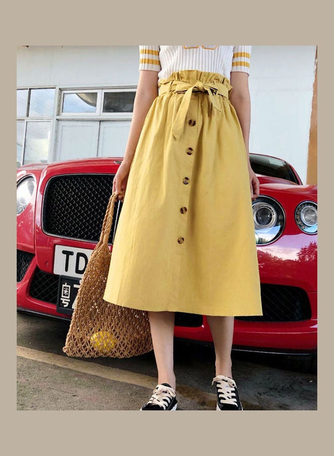 High Waist Midi Skirt Ginger Yellow - Image 2