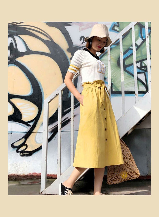 High Waist Midi Skirt Ginger Yellow - Image 1