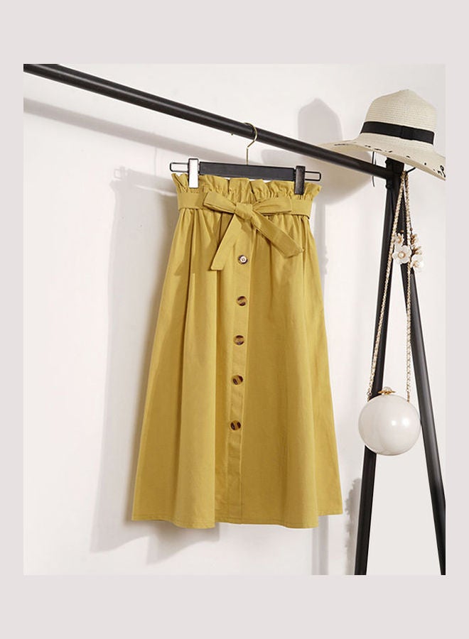 High Waist Midi Skirt Ginger Yellow - Image 3