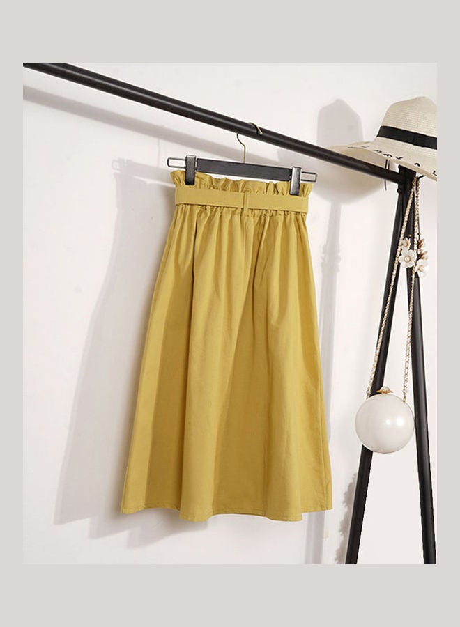 High Waist Midi Skirt Ginger Yellow - Image 4