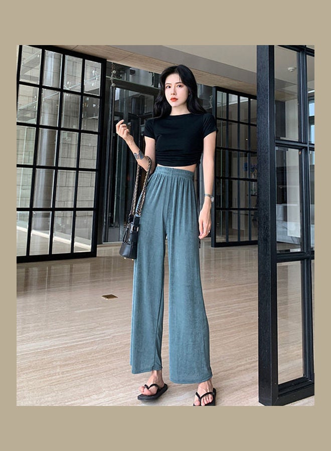 Wide Leg Straight Trousers Green - Image 2