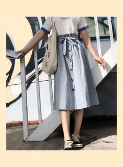 Single-Breasted A-line Skirt Light Blue