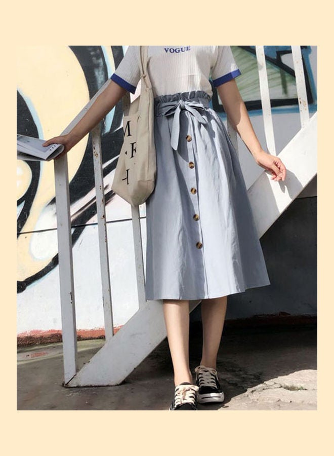 Generic - Single-Breasted A-line Skirt Light Blue - Image 1