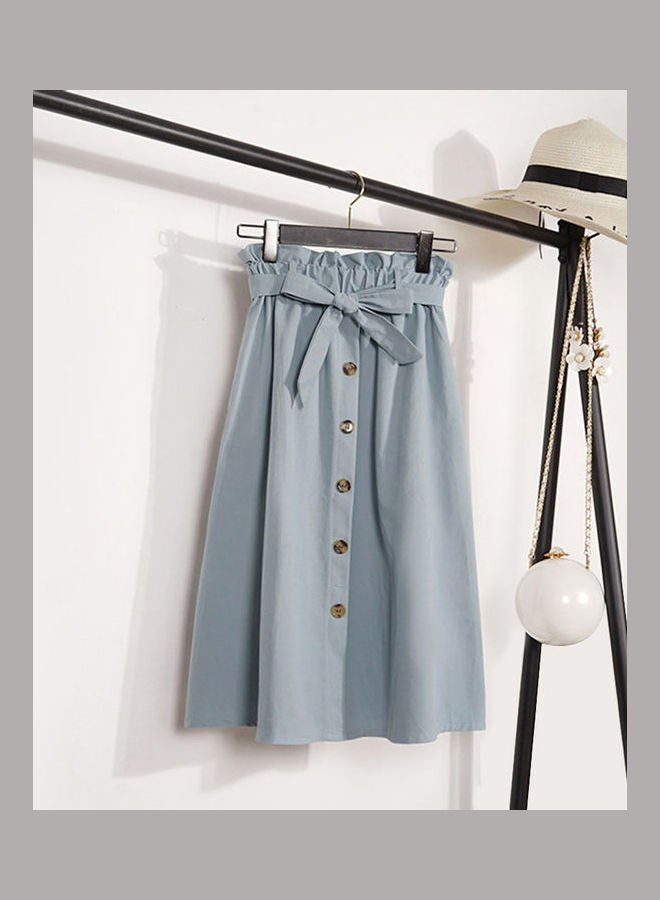 Generic - Single-Breasted A-line Skirt Light Blue - Image 1