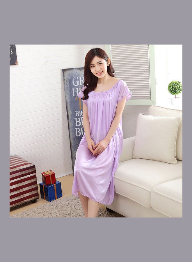 Solid Pattern Casual Nightdress Light Purple  - Image 1