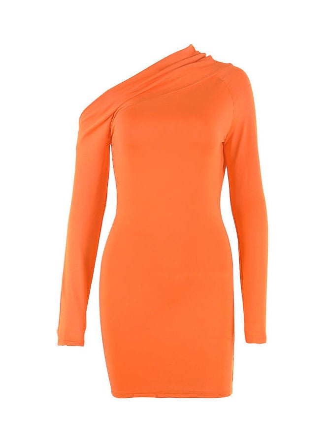 Solid Pattern Mini Dress Orange - Image 2