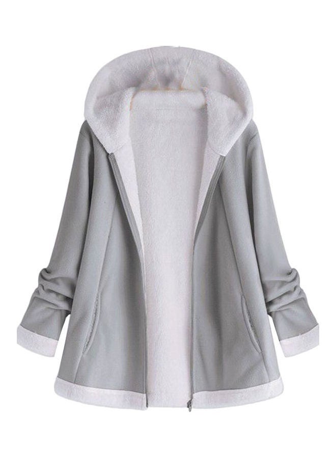 Solid Long Sleeves Coat Grey