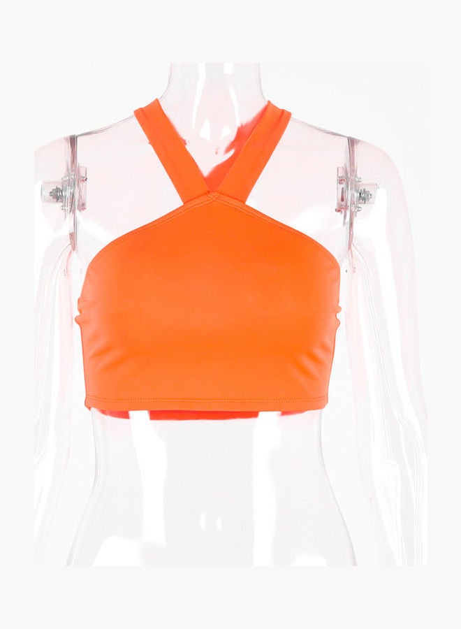 Halter Neck Crop Top Orange - Image 1