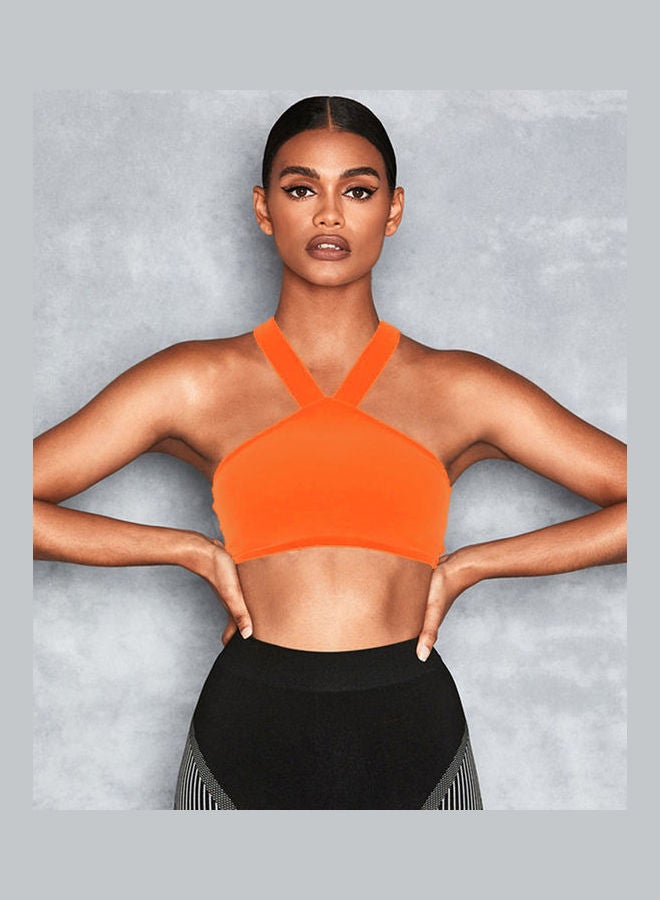 Halter Neck Crop Top Orange - Image 3
