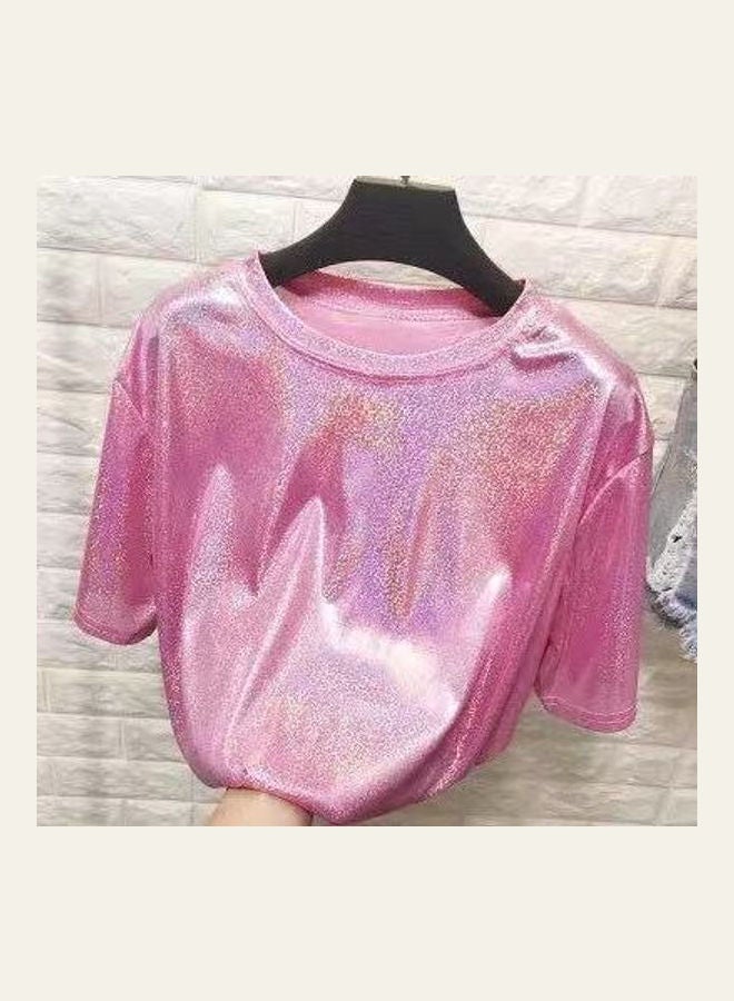Glitter Short Sleeves T-Shirt Pink - Image 2