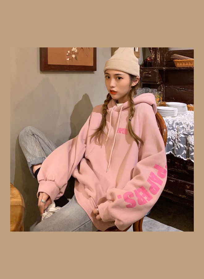 سويت شيرت بأكمام طويلة مزين بطبعة وردي - Image 1