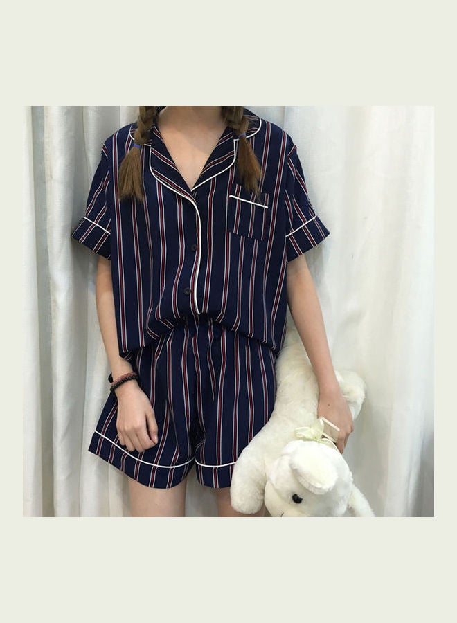 Pack Of 3 Striped Top And Shorts Blue - Image 4