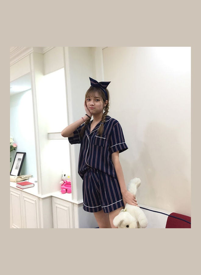 Pack Of 3 Striped Top And Shorts Blue - Image 1