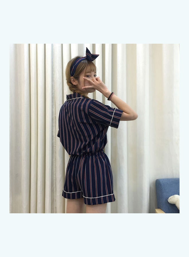 Pack Of 3 Striped Top And Shorts Blue - Image 5