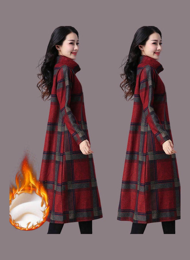 Printed Pullover Dress Red/Grey/Black  - Image 2