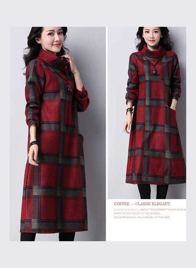 Printed Pullover Dress Red/Grey/Black  - Image 5