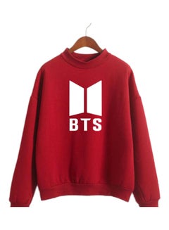 BTS Printed Sweater Wine Red