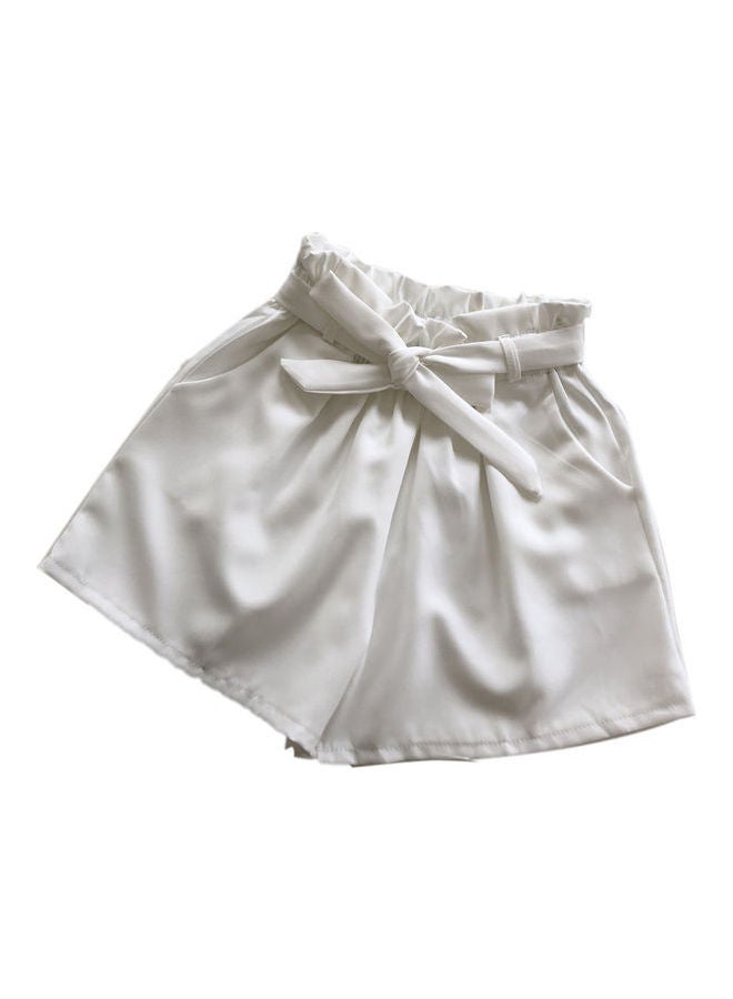Bowknot Ribbon High Rise Shorts White - Image 1