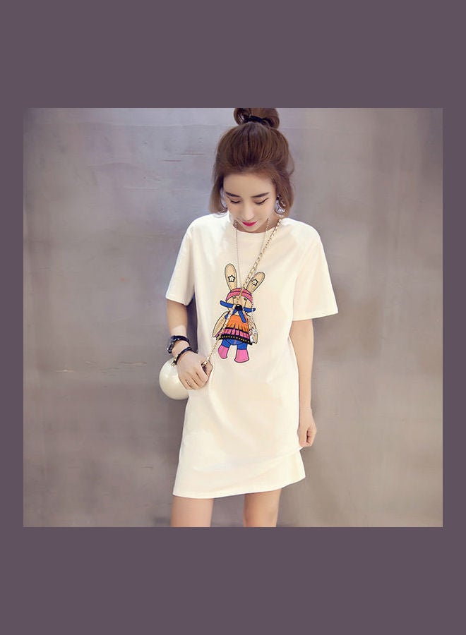 Cartoon Printed Mini Dress White - Image 2