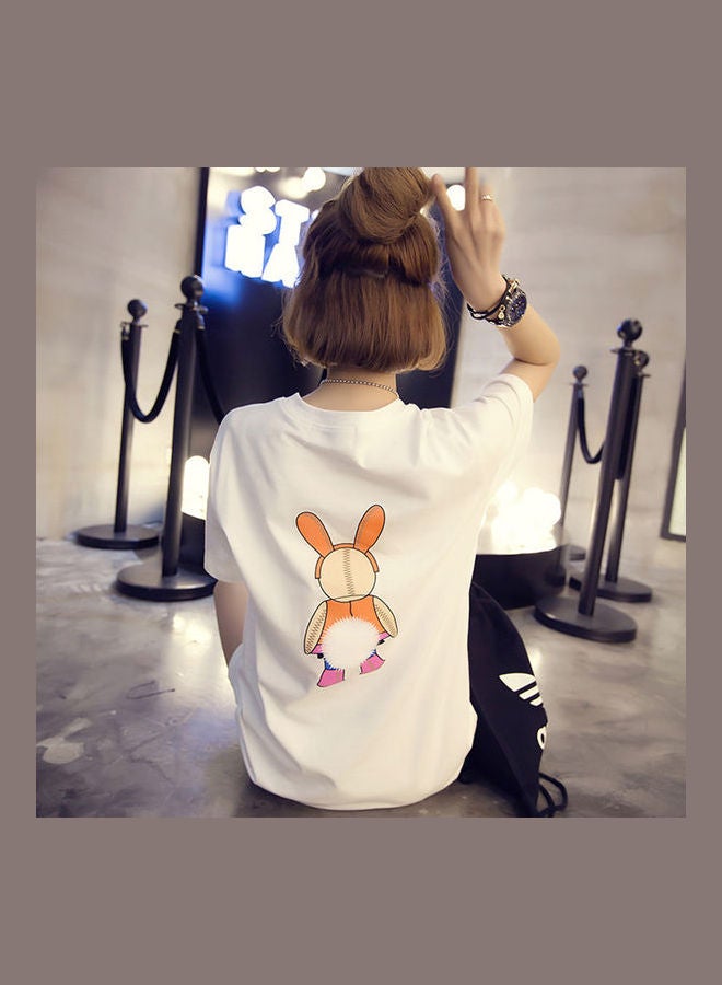 Cartoon Printed Mini Dress White - Image 5