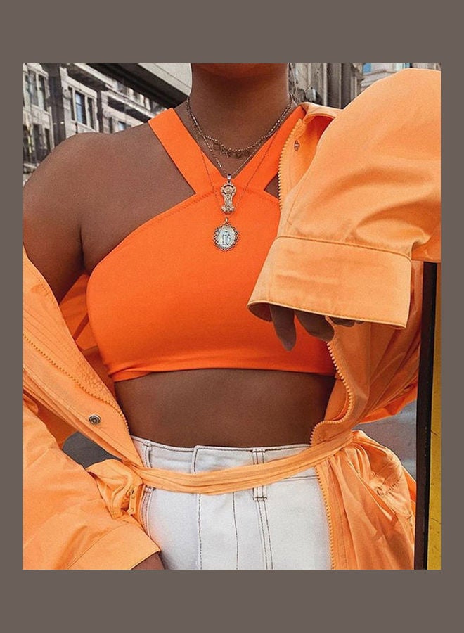 Sling Vest Off-shoulder Top Base Shirt White - Image 3