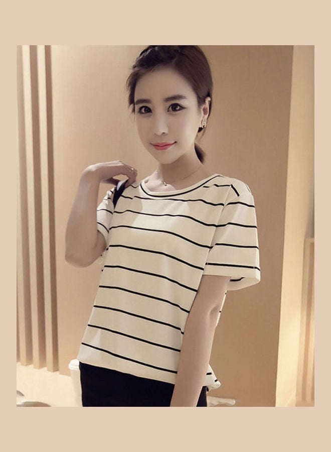 Striped Short-Sleeved T-Shirt White/Black - Image 2