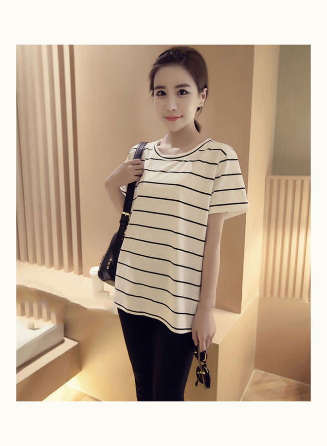 Striped Short-Sleeved T-Shirt White/Black - Image 1