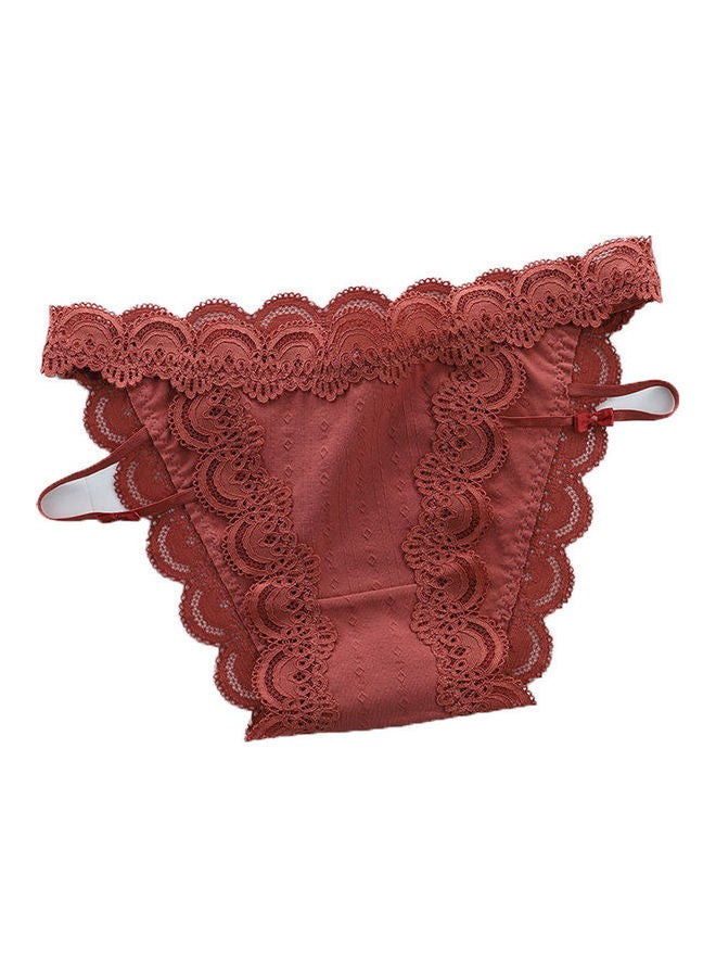 Lace Cotton Brief Brown