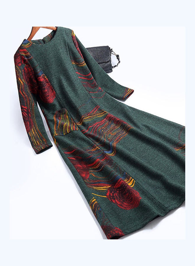 Printed Maxi Dress Green/Orange - Image 2