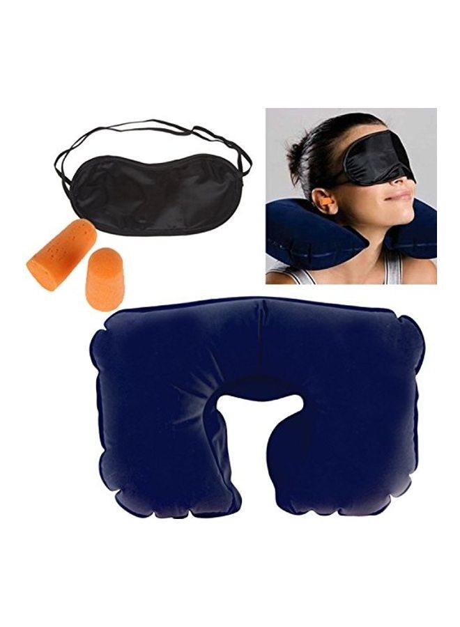 4-Piece Travel Pillow And Eye Mask With Ear Plug Set Navy Blue/Black/Yellow  - Image 3