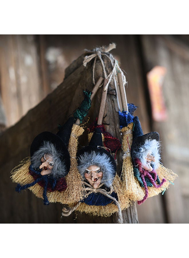 Generic - Halloween Hanging Witch On Broomstick blue 17.50*9.50*11.00cm - Image 1