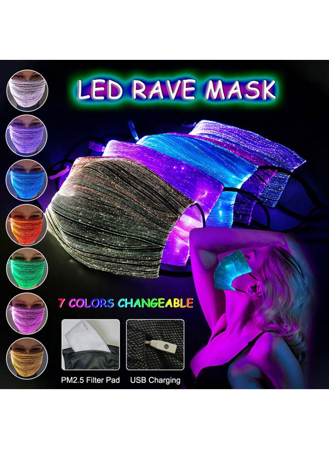 7 Color USB Rechargeable LED Face Mask Blue 8.00 x 3.00 x 5.00cm - Image 4