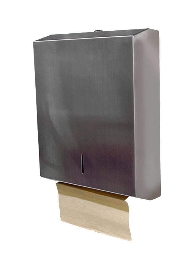 اي كي سي موزع مناديل من ستانلس ستيل بتصميم طية علي شكل حرف C فضي - ستانلس ستيل نحى 28x10x36سم - Image 2