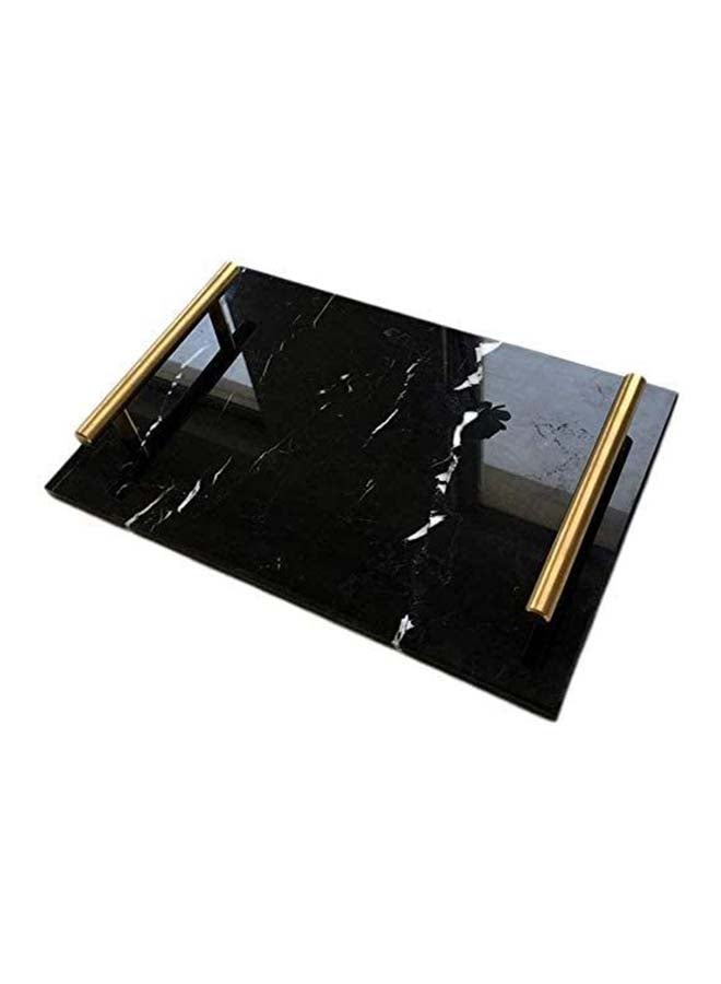 صينية من الرخام بمقابض من طبقات ذهبية لمنظم المجوهرات أسود 30x20x2سم  - Image 1