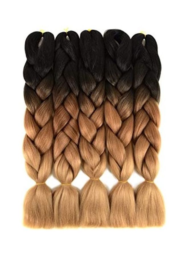 صن فلاور جيرل مجموعة وصلات شعر مضفرة كبيرة بلون متدرج مكونة من 5 قطع أسود/بيج/بني 18بوصة