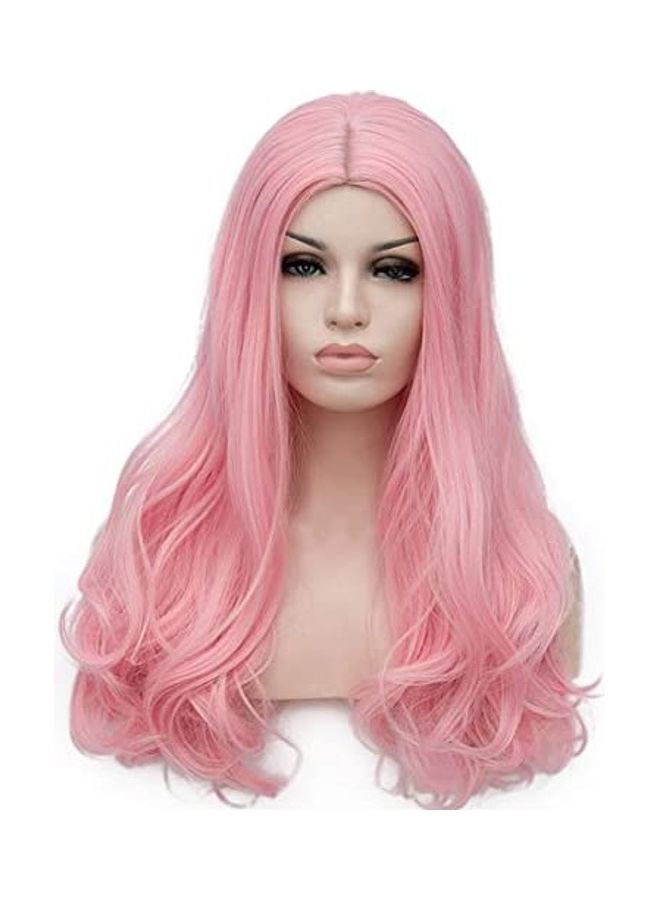 BERON Long Wavy Full Synthetic Hair Wig Pink 24inch