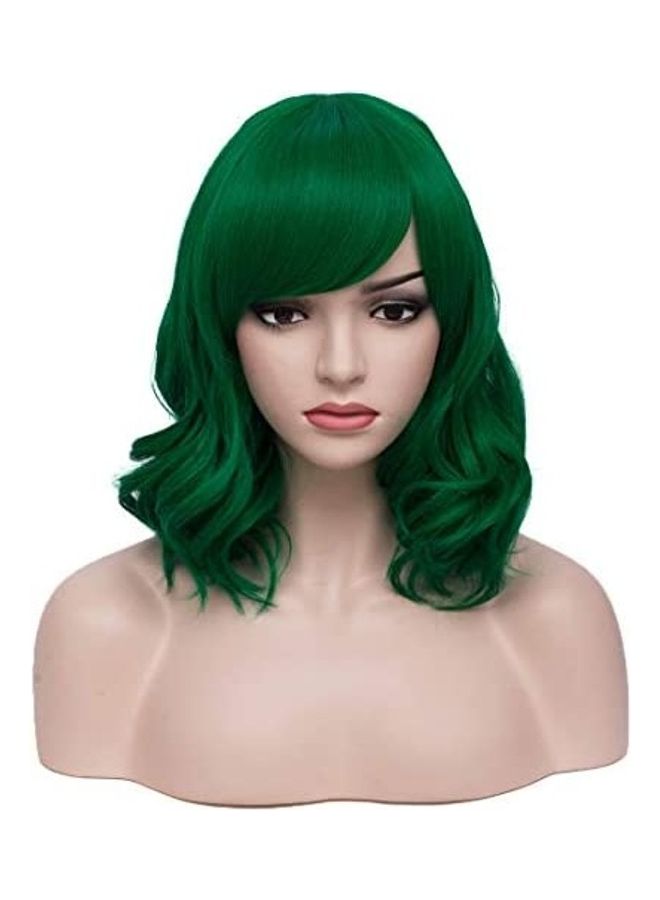 بيرون باروكة بوب بقصّة شعر قصيرة ومموجة أخضر 8بوصة