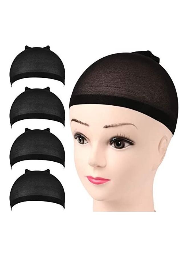فندامي طقم أغطية للشعر المستعار على شكل جورب مكون من 4 قطع أسود