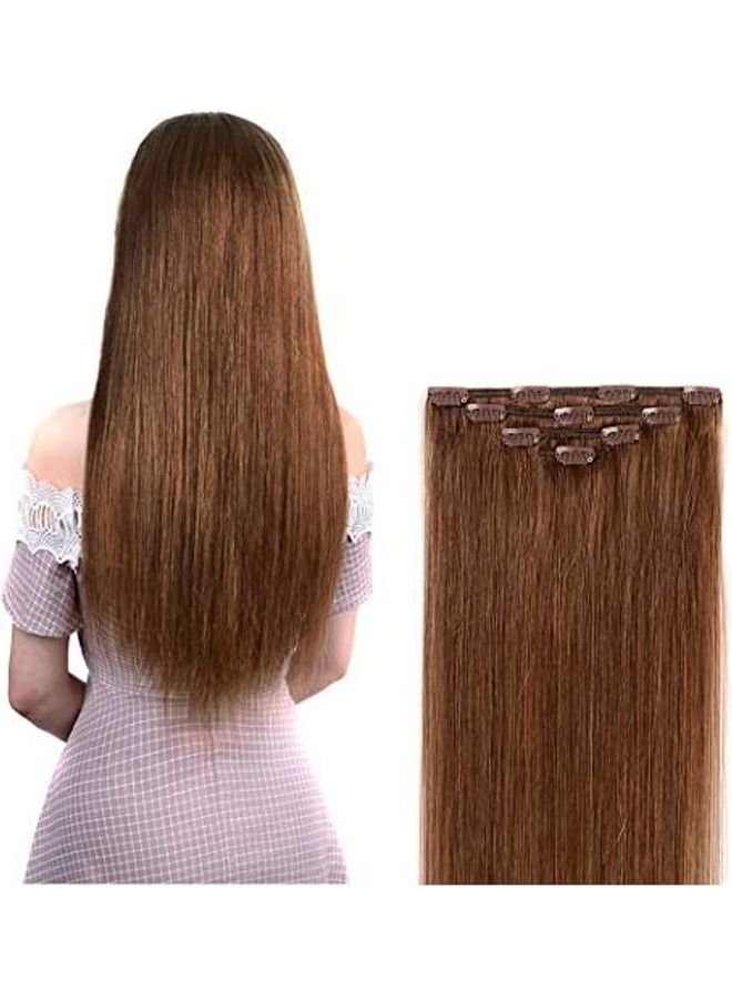 وينسكاي مجموعة وصلات شعر طبيعي حريري طويل ومسترسل مكونة من 4 قطع بني 20بوصة