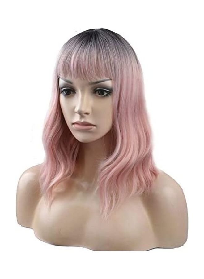 BERON Short Curly Charming Synthetic Hair Wig Pink 14inch 