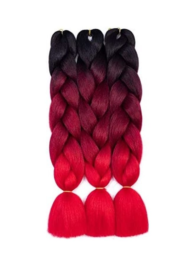 مجموعة وصلات شعر جامبو مضفرة من 3 قطع أسود/أحمر 18بوصة