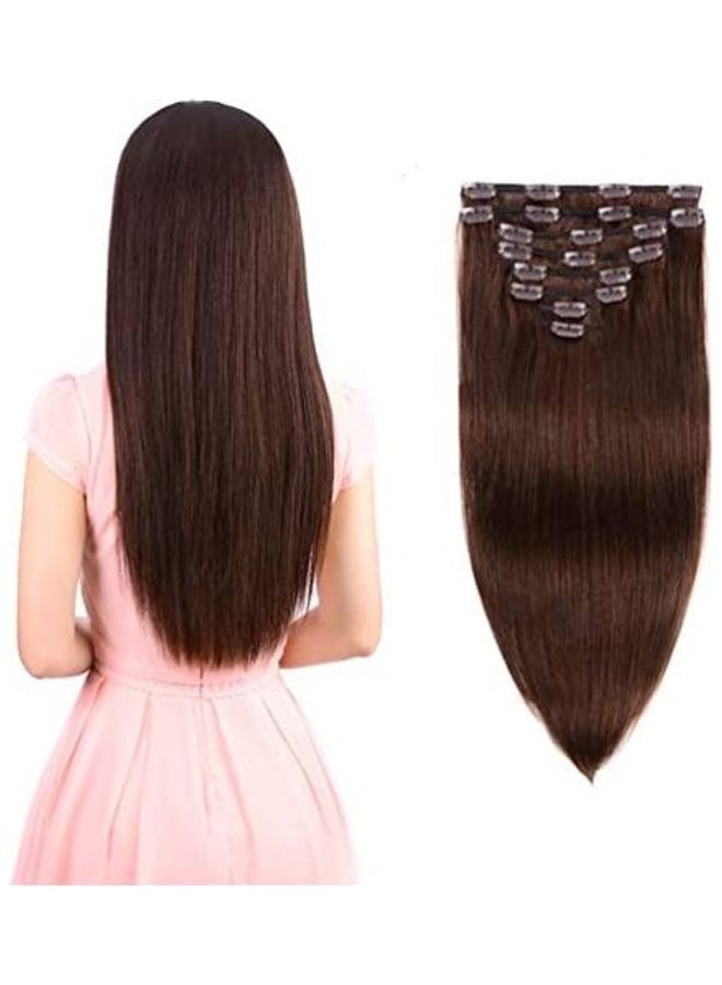 Pack Of 8 Straight Clip In Hair Extensions Medium Brown 16inch - v1609231252/N43352364A_1