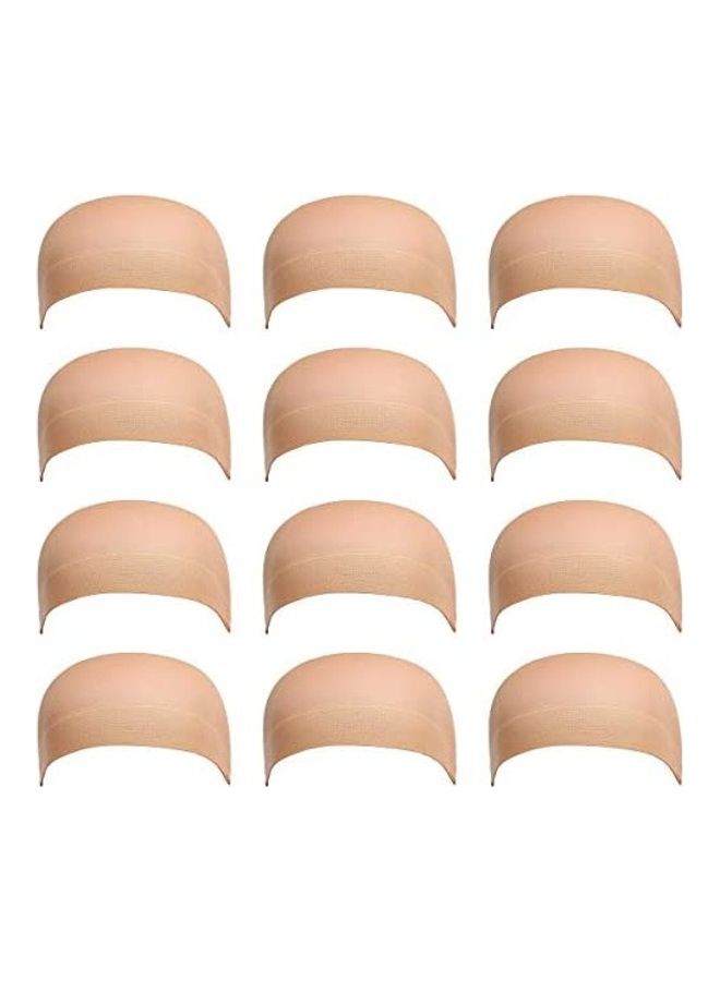 Dreamlover 12-Piece Stocking Wig Caps Set Beige 18inch 