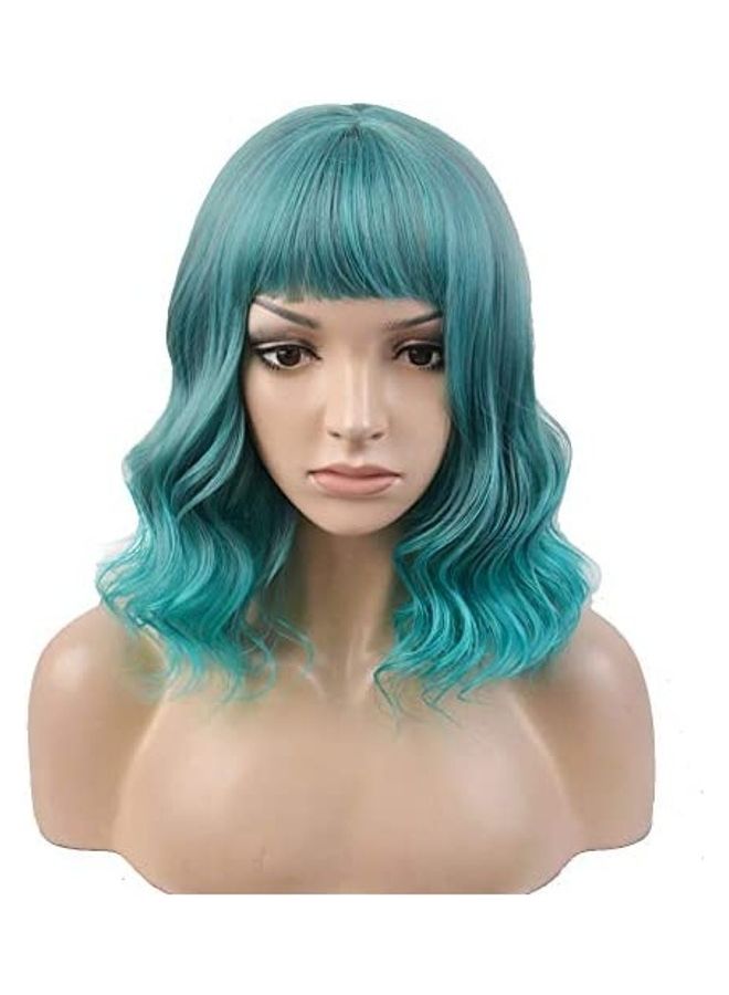 BERON Short Curly Charming Synthetic Wig Blue 14inch 